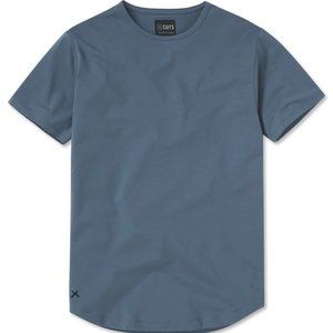 Cuts Clothing Men's Curve Hem Crew Neck 4 Way Stretch Tee T-Shirt - Vintage Blue